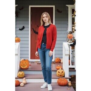 Merino Wool Red Orange Cardigan Banana Republic Womens Size Small